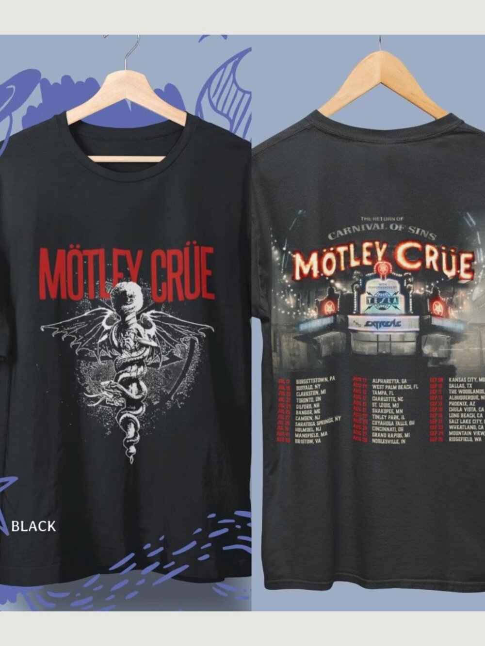Motley Crue 2026 Rerurn Of The Carnival Of Sins Tour Graphic T-Shirt